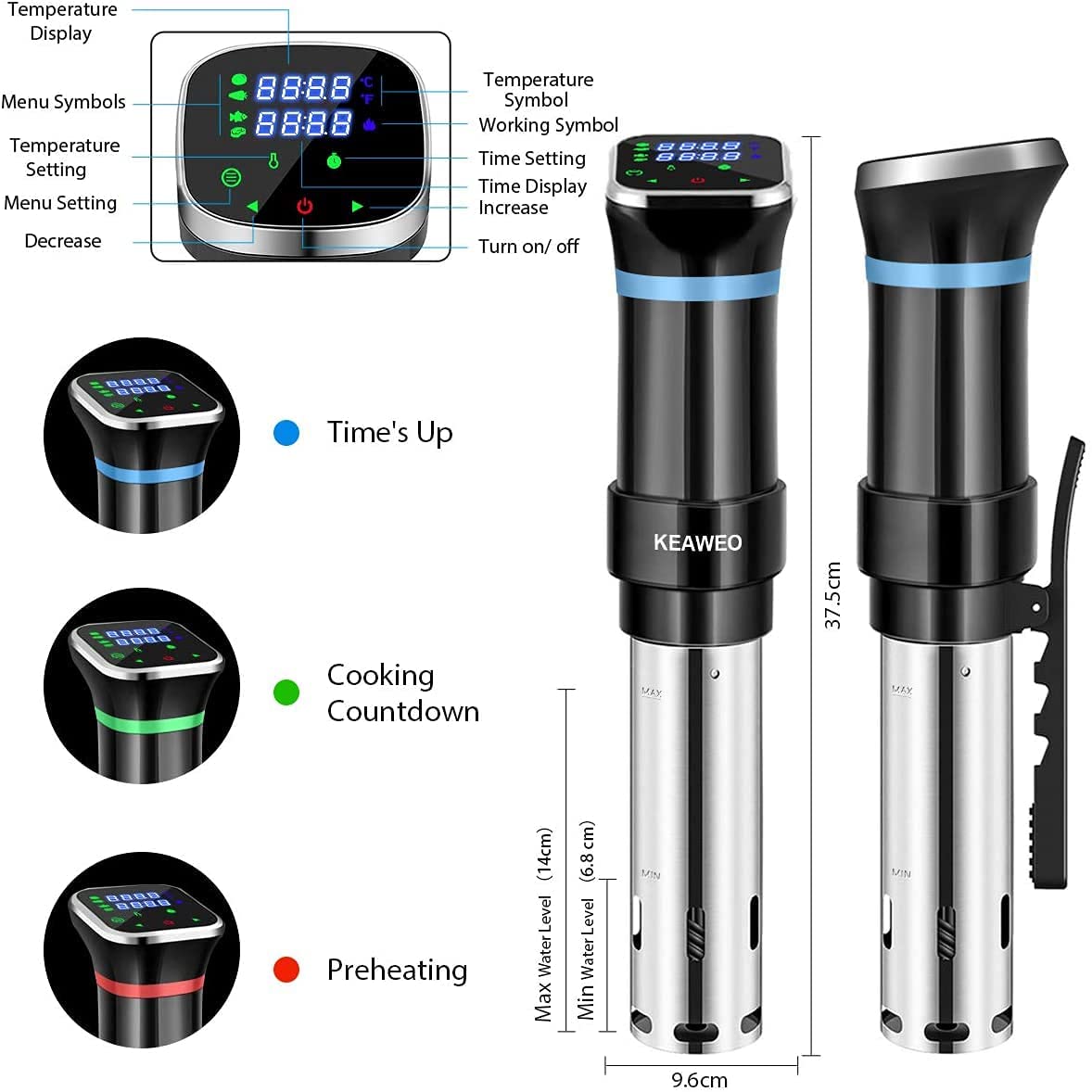 APQ Sous Vide Cooker 1100W. Professional Thermal Immersion Circulator Cooker with Adjustable Clamp. Sous Vide Machines with Digital Timer. Ultra
